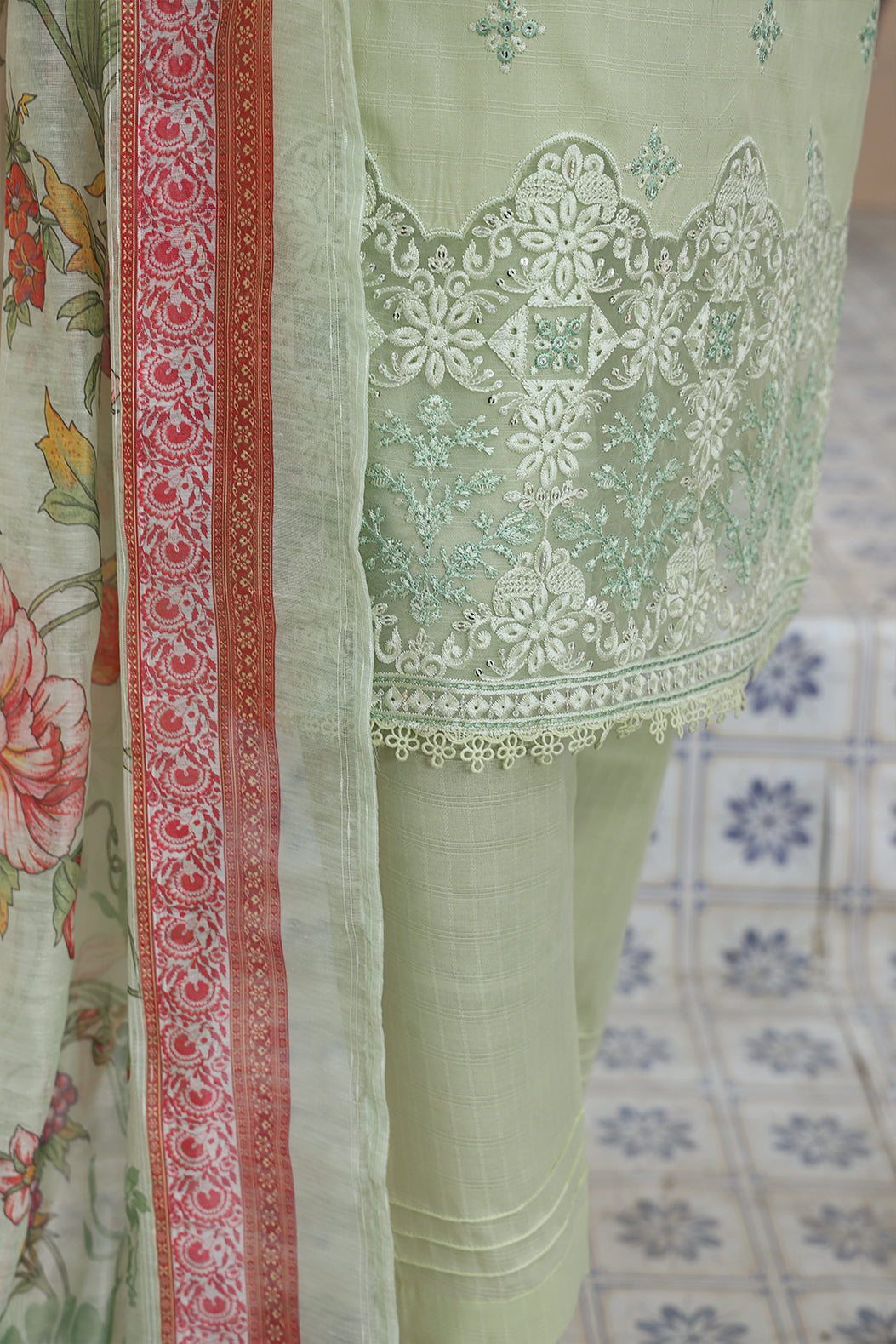3 PEICE STIFF COTTON EMBROIDRY SCE-07