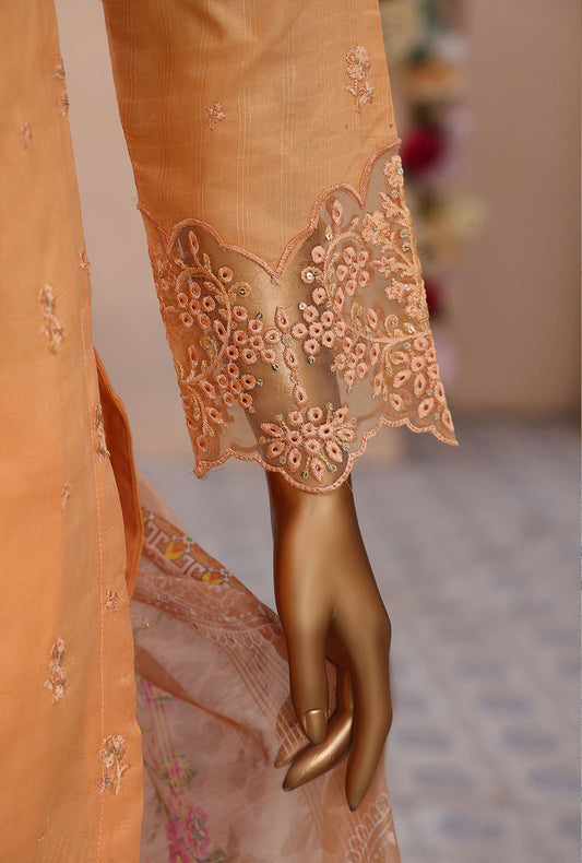 3 PEICE STIFF COTTON EMBROIDRY SCE-05 ORANGE