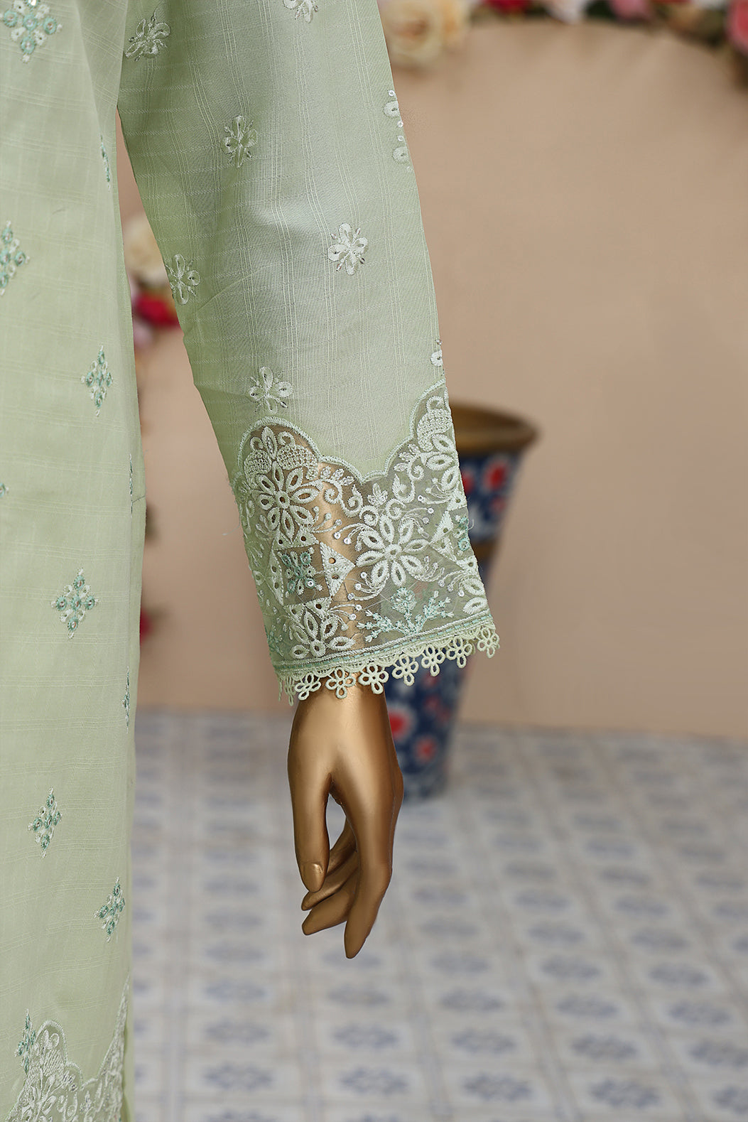 3 PEICE STIFF COTTON EMBROIDRY SCE-07