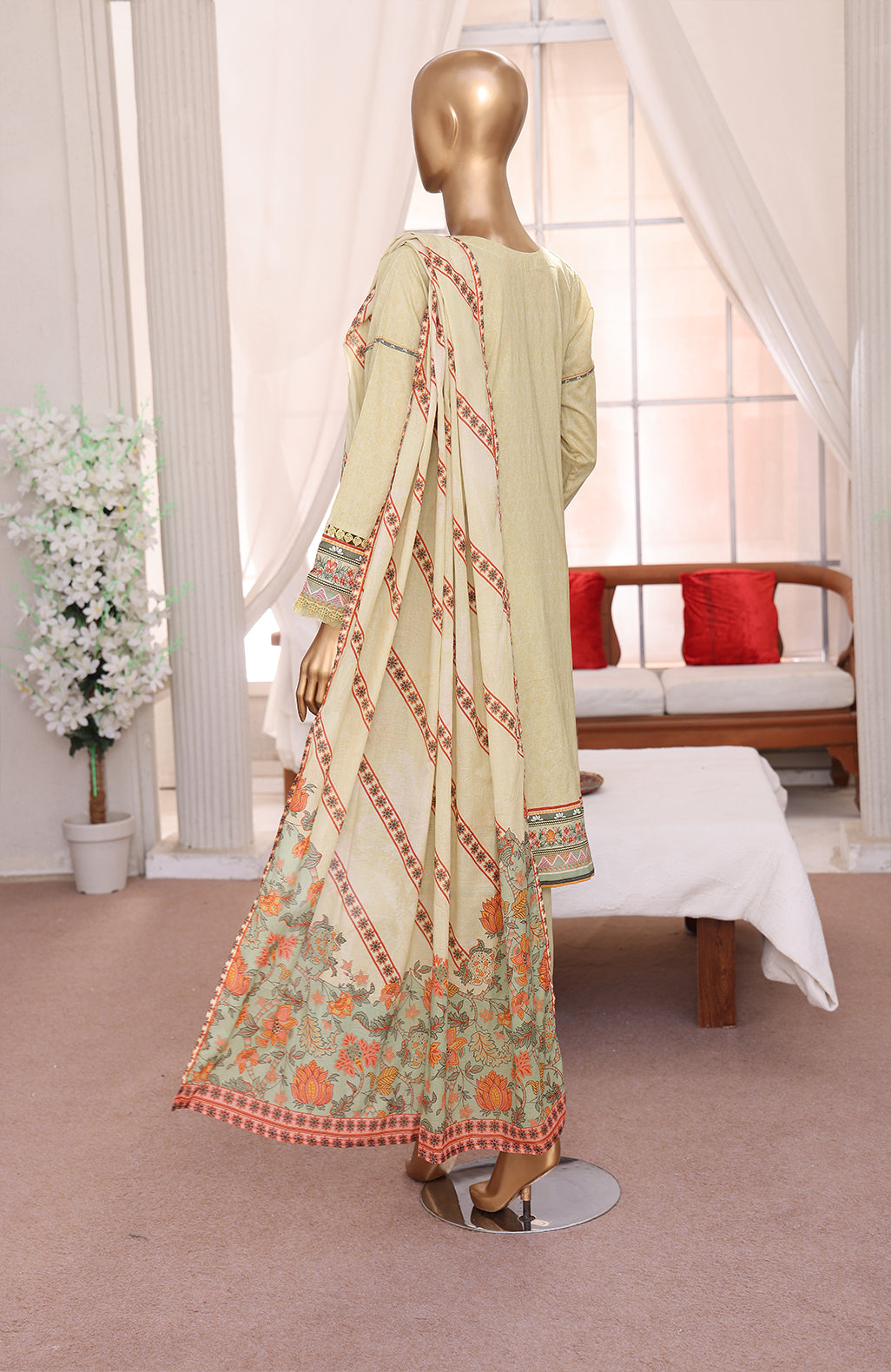 3 PEICE LAWN EMBROIDRY COLLECTION  EM-03 LEMON